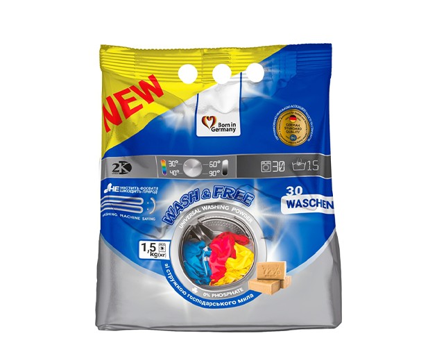WASH & FREE სარეცხი ფხვნილი უნივერსალი 1.5კგ